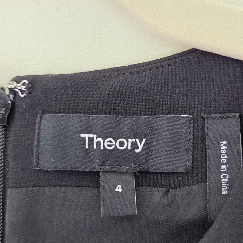 Theory Miyani Midi Dress In Polished Ponte Black Size 4 - Picture 4 of 6